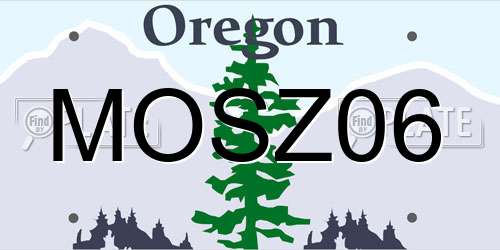 MOSZ06 Oregon License Plate