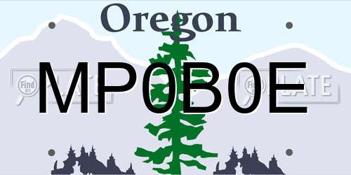 MP0B0E Oregon License Plate