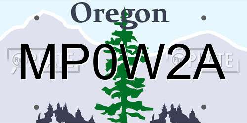 MP0W2A Oregon License Plate