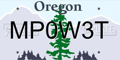 MP0W3T Oregon License Plate