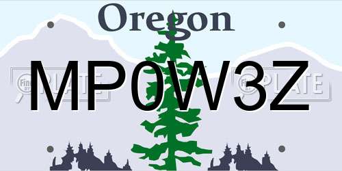 MP0W3Z Oregon License Plate