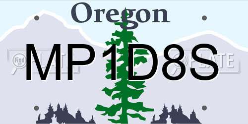 MP1D8S Oregon License Plate