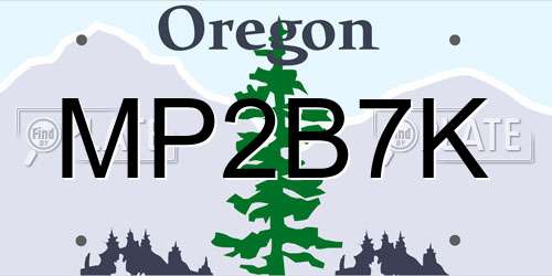 MP2B7K Oregon License Plate