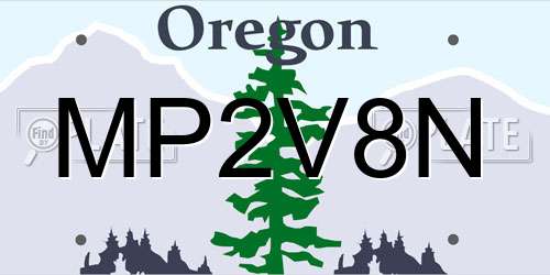 MP2V8N Oregon License Plate