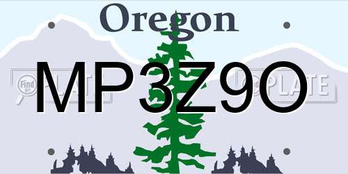 MP3Z9O Oregon License Plate