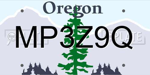 MP3Z9Q Oregon License Plate