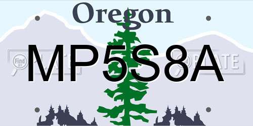 MP5S8A Oregon License Plate