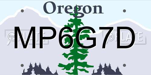 MP6G7D Oregon License Plate