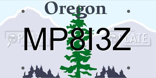 MP8I3Z Oregon License Plate