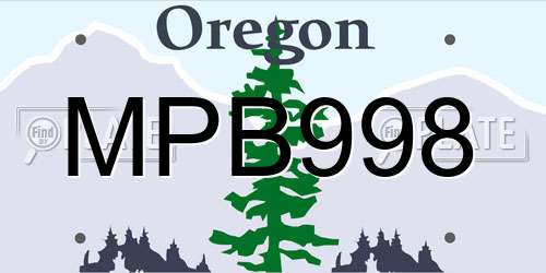 MPB998 Oregon License Plate