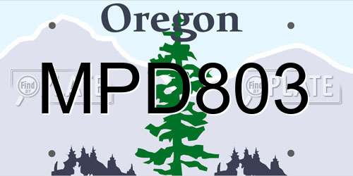 MPD803 Oregon License Plate