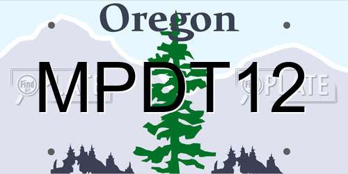 MPDT12 Oregon License Plate