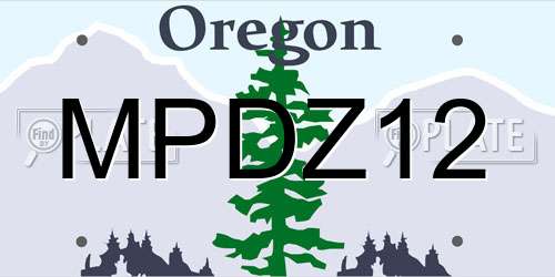 MPDZ12 Oregon License Plate