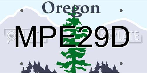 MPE29D Oregon License Plate