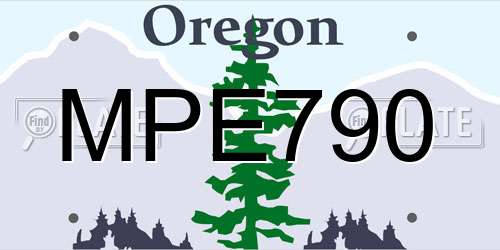 MPE790 Oregon License Plate