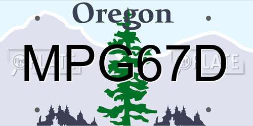 MPG67D Oregon License Plate