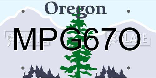 MPG67O Oregon License Plate
