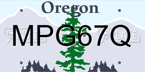 MPG67Q Oregon License Plate