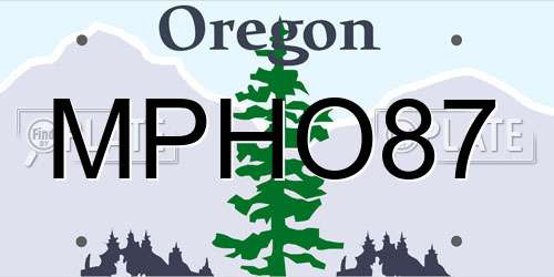 MPHO87 Oregon License Plate