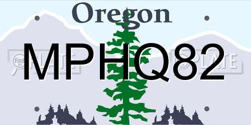 MPHQ82 Oregon License Plate