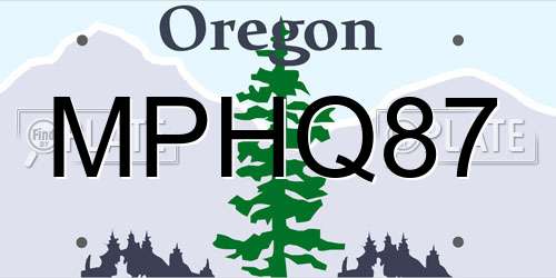MPHQ87 Oregon License Plate