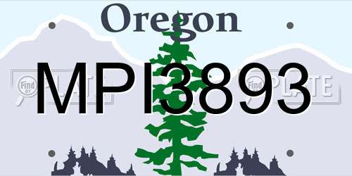 MPI3893 Oregon License Plate