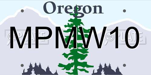 MPMW10 Oregon License Plate