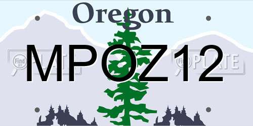 MPOZ12 Oregon License Plate