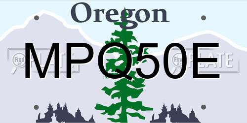 MPQ50E Oregon License Plate