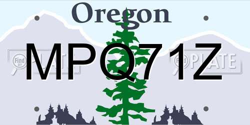 MPQ71Z Oregon License Plate