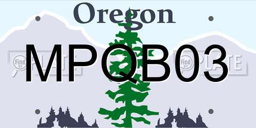MPQB03 Oregon License Plate