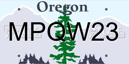 MPQW23 Oregon License Plate