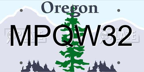 MPQW32 Oregon License Plate