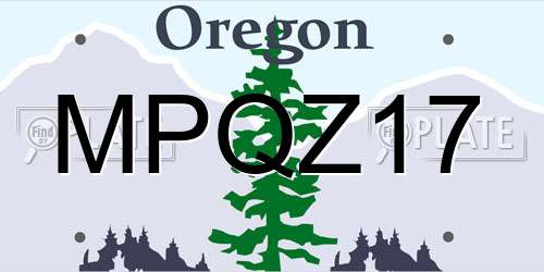 MPQZ17 Oregon License Plate