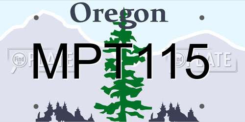 MPT115 Oregon License Plate