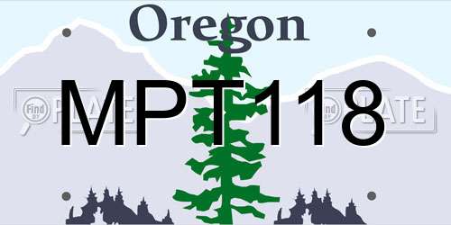 MPT118 Oregon License Plate