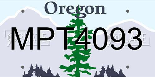 MPT4093 Oregon License Plate