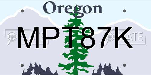 MPT87K Oregon License Plate