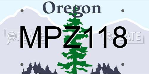 MPZ118 Oregon License Plate