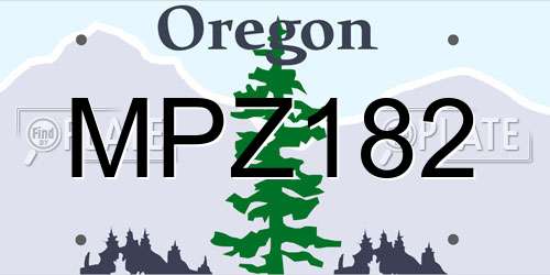MPZ182 Oregon License Plate
