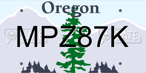 MPZ87K Oregon License Plate