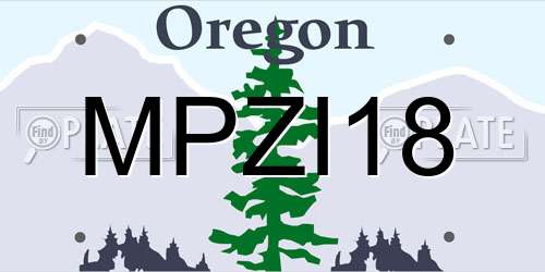 MPZI18 Oregon License Plate