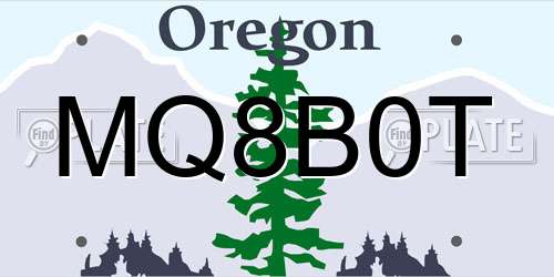 MQ8B0T Oregon License Plate