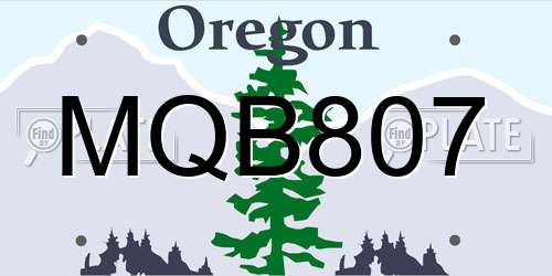 MQB807 Oregon License Plate
