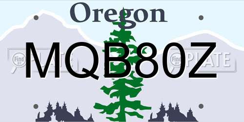 MQB80Z Oregon License Plate