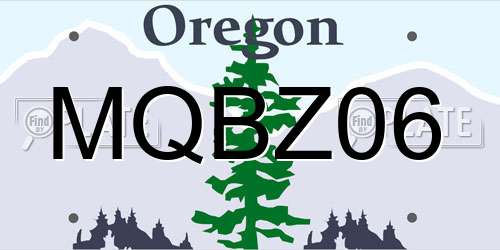 MQBZ06 Oregon License Plate