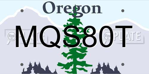 MQS80T Oregon License Plate