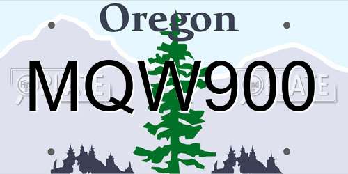 MQW900 Oregon License Plate