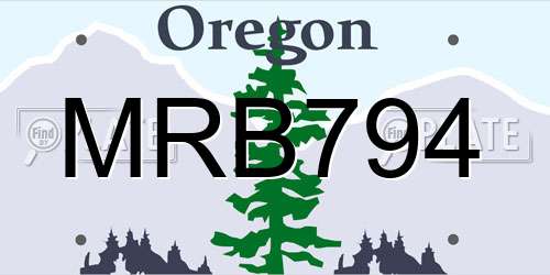 MRB794 Oregon License Plate