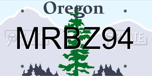 MRBZ94 Oregon License Plate
